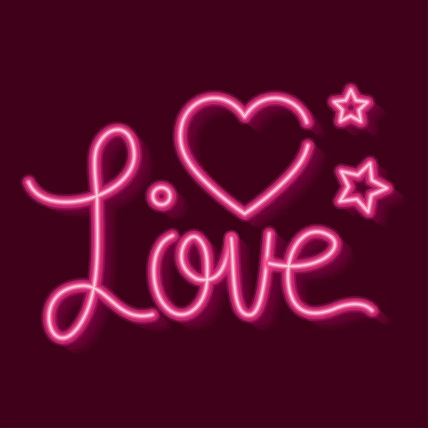 Love Word Neon Light Label Icon — Stockvektor