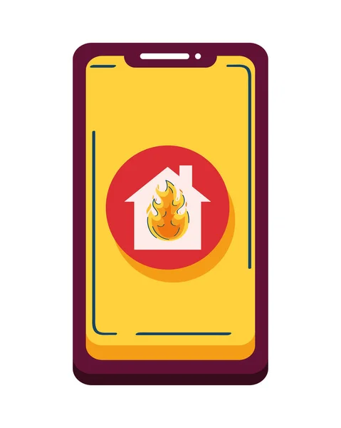 House Onfire Smartphone Icon — Stockový vektor