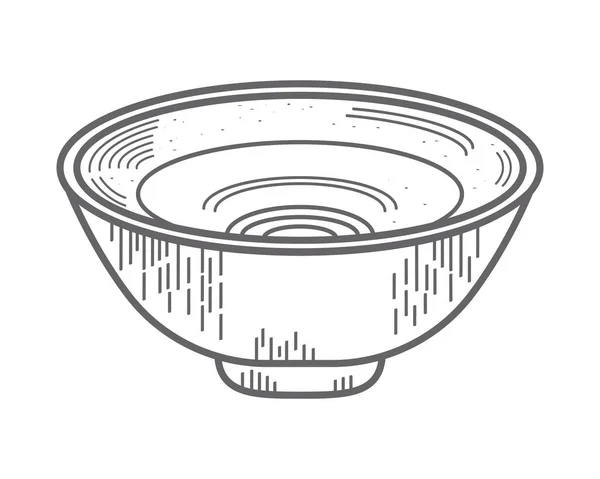 Bowl Kitchen Utensil Sketch Style — Stockový vektor