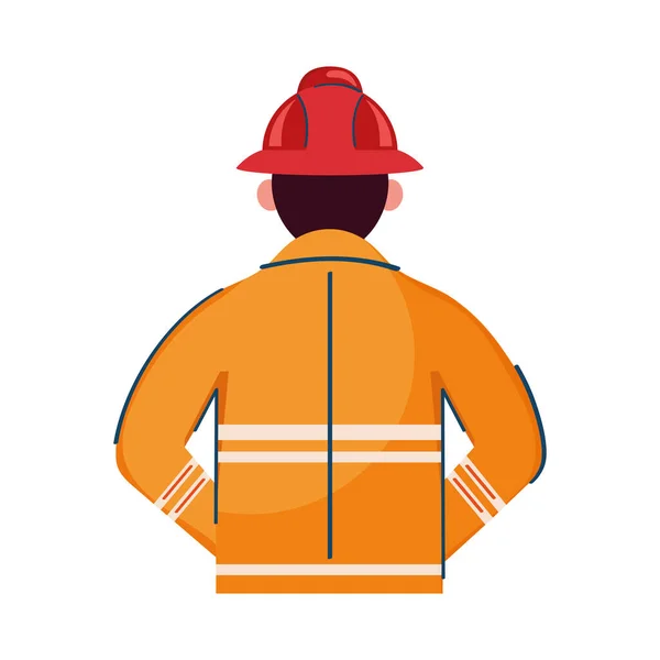 Fireman Profession Back Position Character — Stockvector