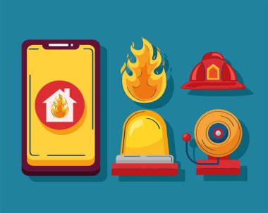 five firefighter service set icons