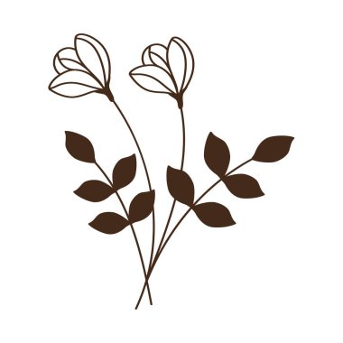 pair garden flowers and leafs