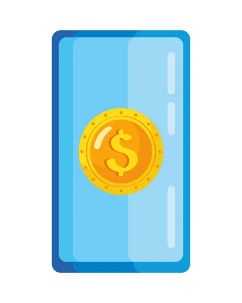 Coin Money Smartphone Icon — Vector de stock