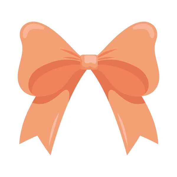 Orange Bow Ribbon Decoration Icon — Stockvector