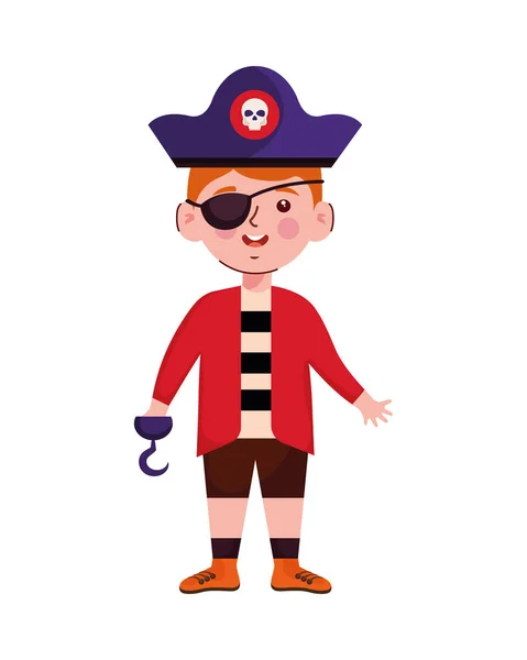 Boy Wearing Pirate Costume Character — Vector de stock