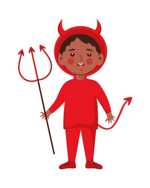 boy wearing devil costume character