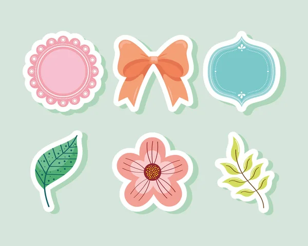 Labels Nature Decoration Icons — Stockvector