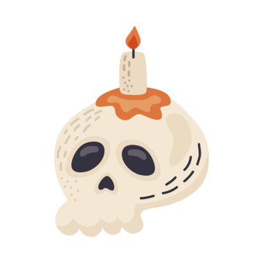 halloween skull with candle icon