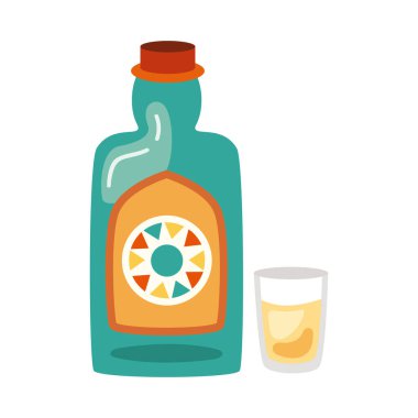 tequila bottle and cup icon