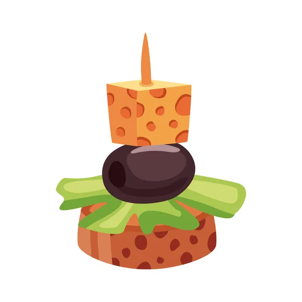 Appetizer Cheese Olive Icon — Vetor de Stock