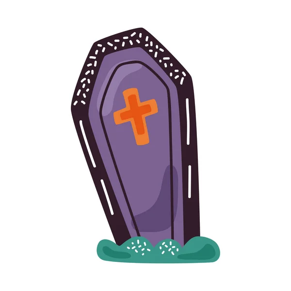 Halloween Purple Coffin Cross — 스톡 벡터