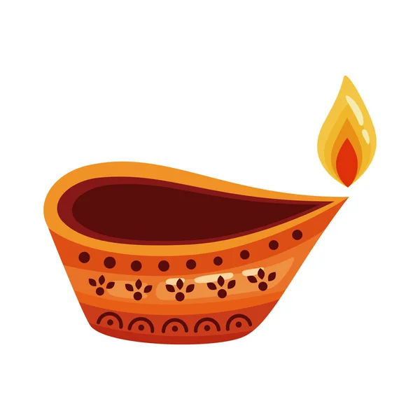 Diwali Decorative Lamp Ethnic Icon — Vector de stock