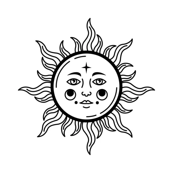 Sun Face Astrology Icon — Stockvector
