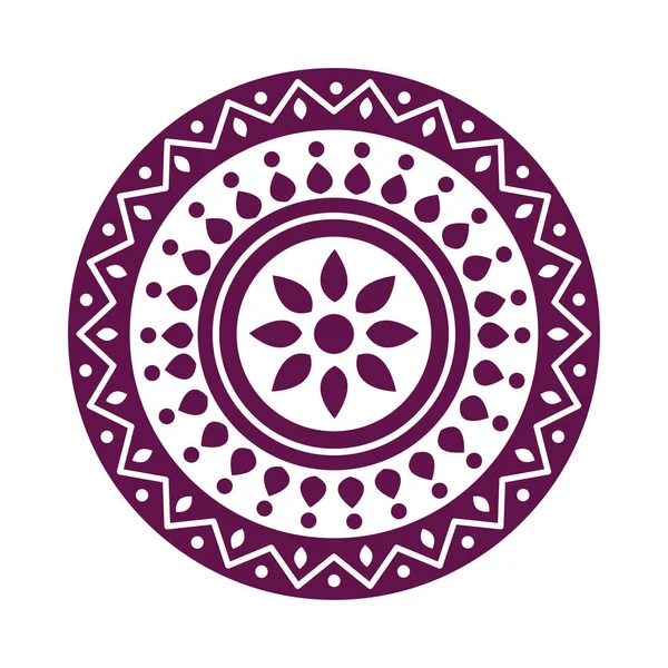 Purple Mandala Decoration Icon Isolated — Stock Vector