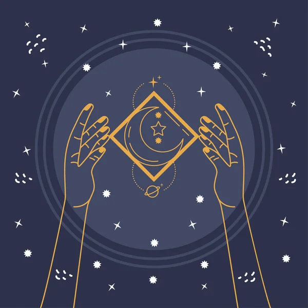 Hands Astrology Symbol Poster — Vetor de Stock