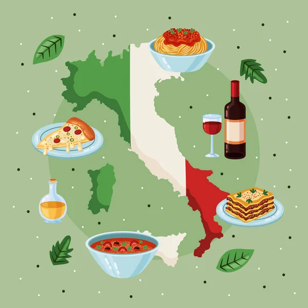Italian Food Map Poster — ストックベクタ