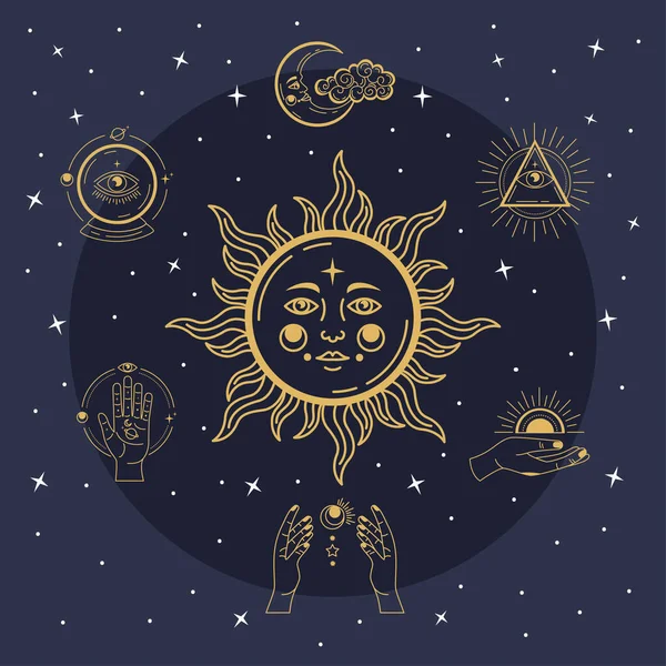 Sun Astrology Symbols Poster — Stock Vector