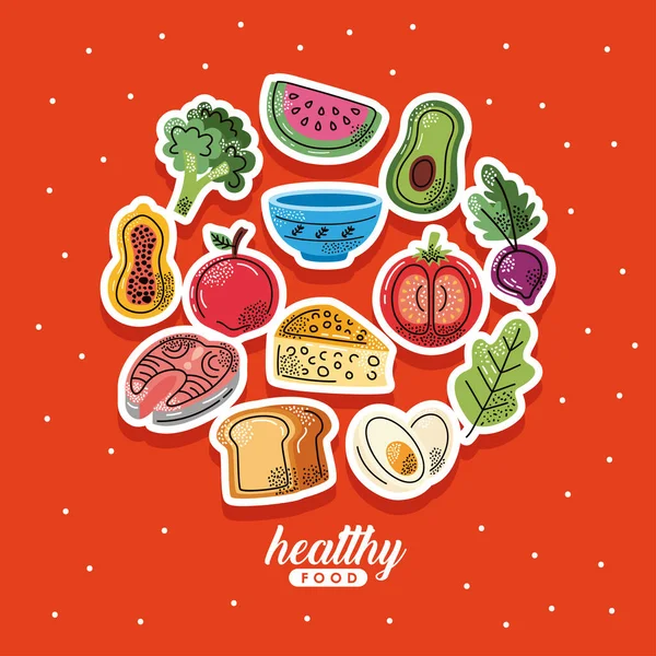 Healthy Food Lettering Icons — Stockvektor