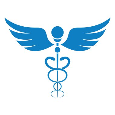 caduceus symbol blue silhouette icon