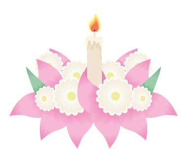 loy krathong pink floral decoration icon