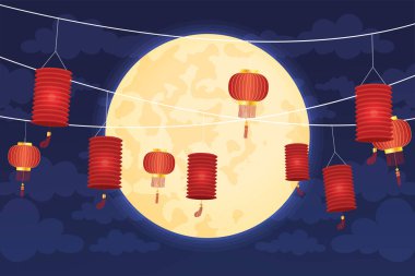 mid autumn festival night with lanterns