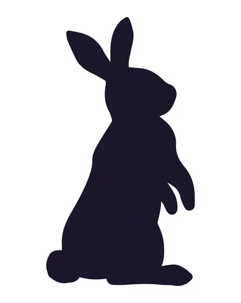 Rabbit Black Silhouette Style Icon — Stok Vektör