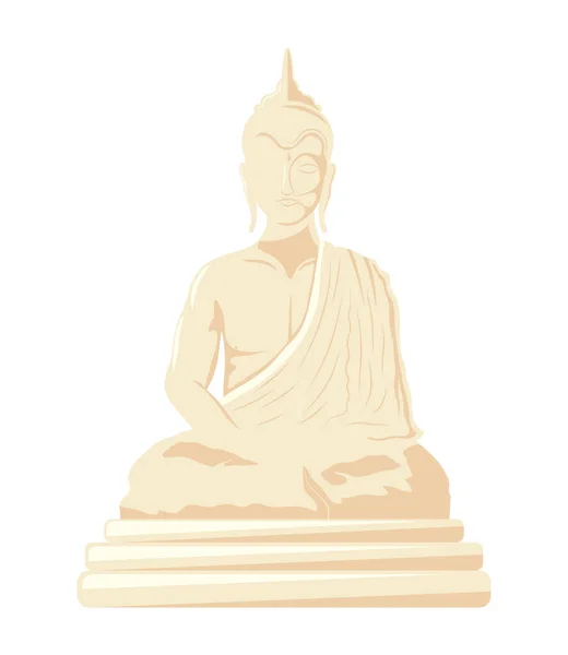 Loy Krathong Buddha Statue Icon — Stock Vector