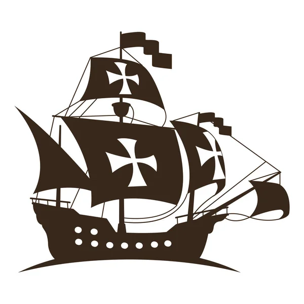 Columbus Caravel Float Silhouette Style — Stockový vektor