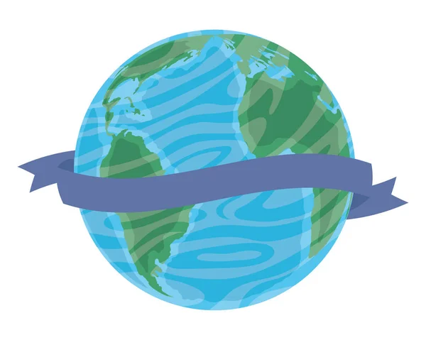 World Planet Ribbon Frame — Stock Vector