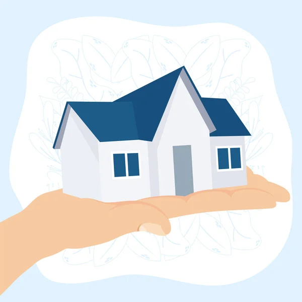 Hand Lifting House Real Estate — Stock Vector