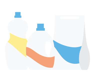 laundry products packings set icons
