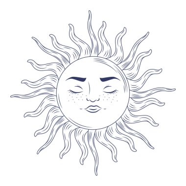 astrology retro sun face icon