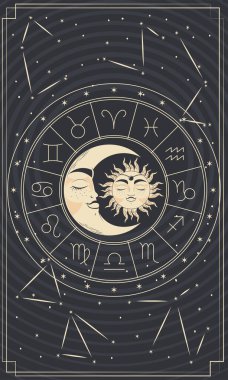 sun and moon in sodiac poster
