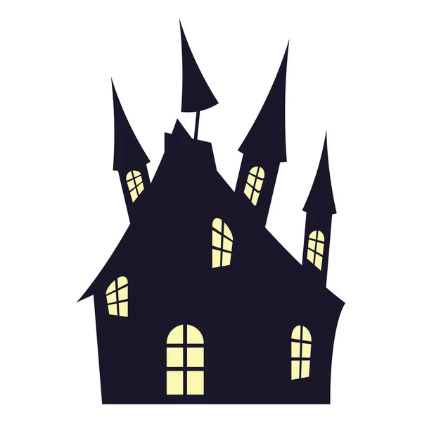 Halloween Dark Castle Facade Icon — Stock Vector