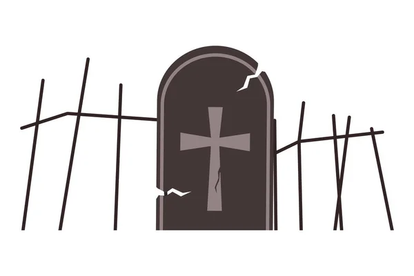 Halloween Cemetery Graveyard Tomb Icon — Vector de stock