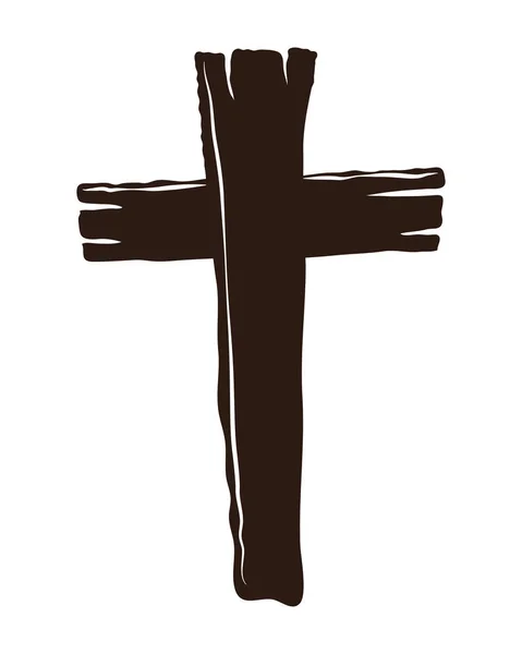 Wooden Halloween Cross Isolated Icon — 스톡 벡터