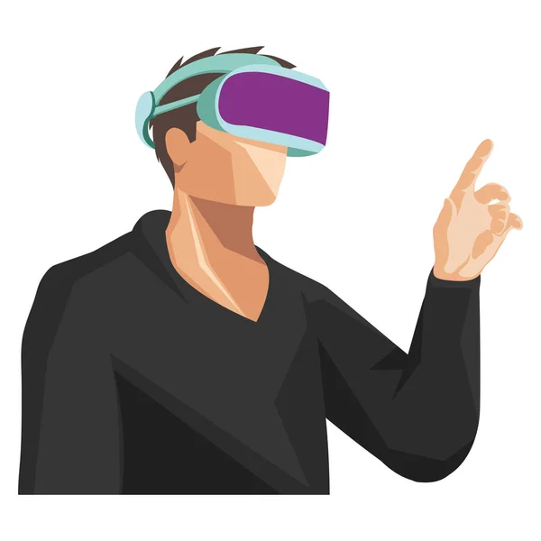 Man Wearing Reality Virtual Mask Metaverse — Stock vektor