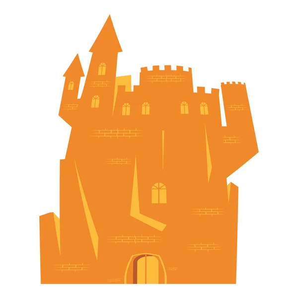 Orange Halloween Dark Castle Icon — Stock Vector