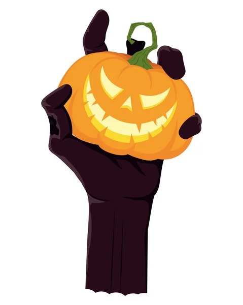 Halloween Hand Pumpkin Icon — Stock Vector