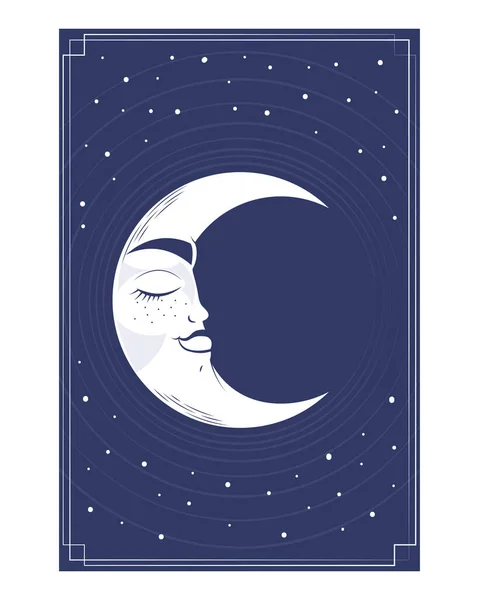 Crescent Moon Space Astrology Poster — Stock Vector