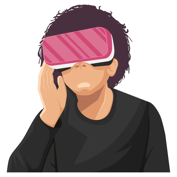 Man Using Virtual Reality Mask Tech — Image vectorielle