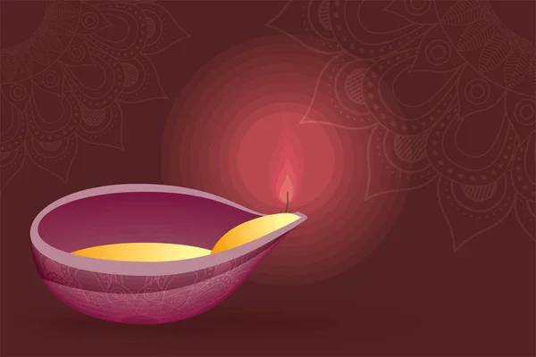 Diwali Candle Mandalas Card — Stock Vector