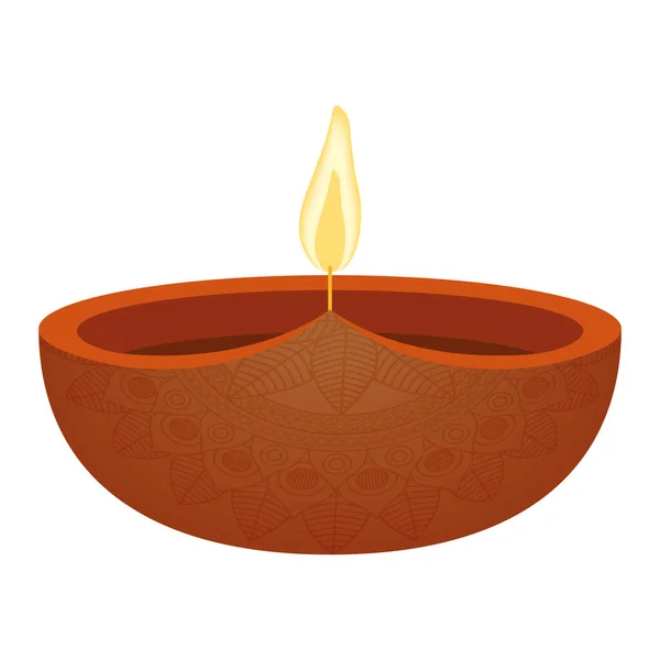 Red Diwali Candle Decorative Icon — ストックベクタ