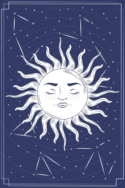 Sun Astrology Retro Poster Background — Vetor de Stock