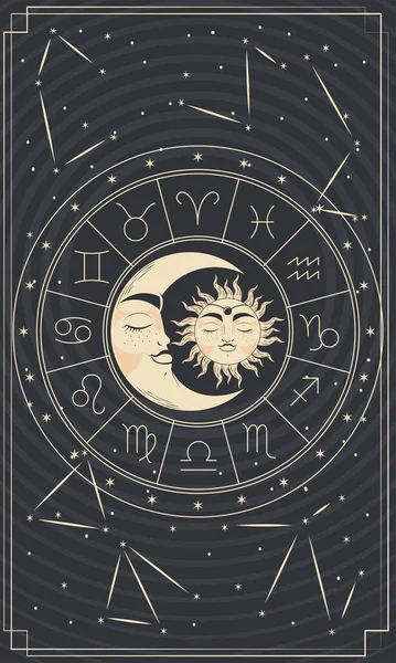 Sun Moon Sodiac Poster — 图库矢量图片