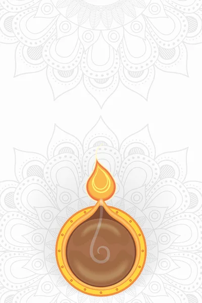 Diwali Mandalas Открытка Свечами — стоковый вектор