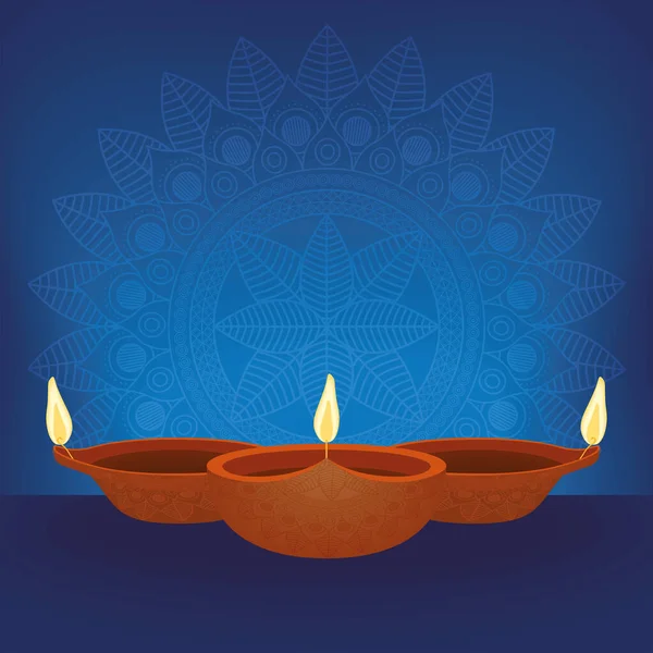 Diwali Mandala Candles Poster — Vector de stock