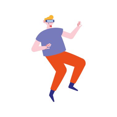 blond man using mask character