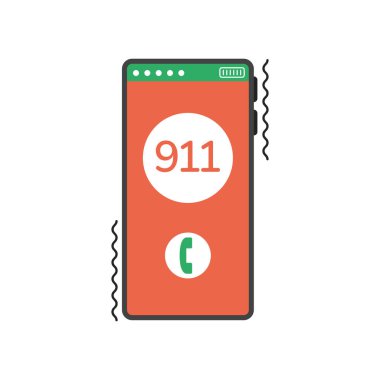 smartphone with 911 call service icon
