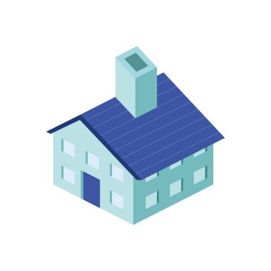 little house with chimney isometric icon
